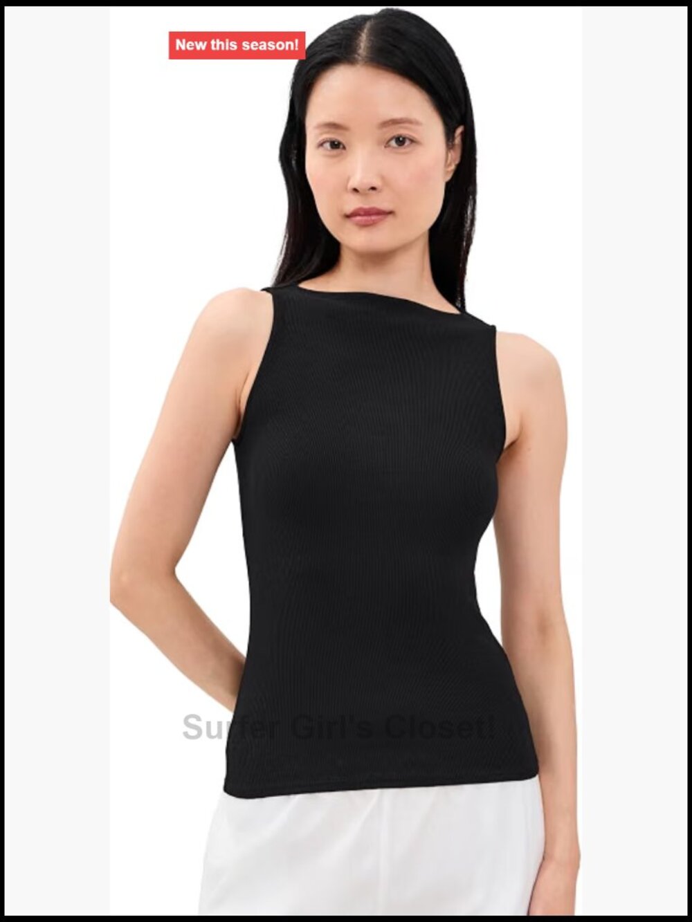 Silk Rib Sleeveless Boatneck Tank Top